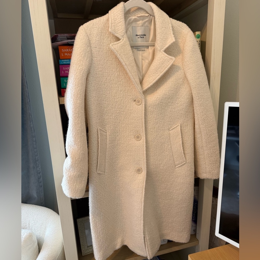 Abercrombie & Fitch Cream Wool Coat